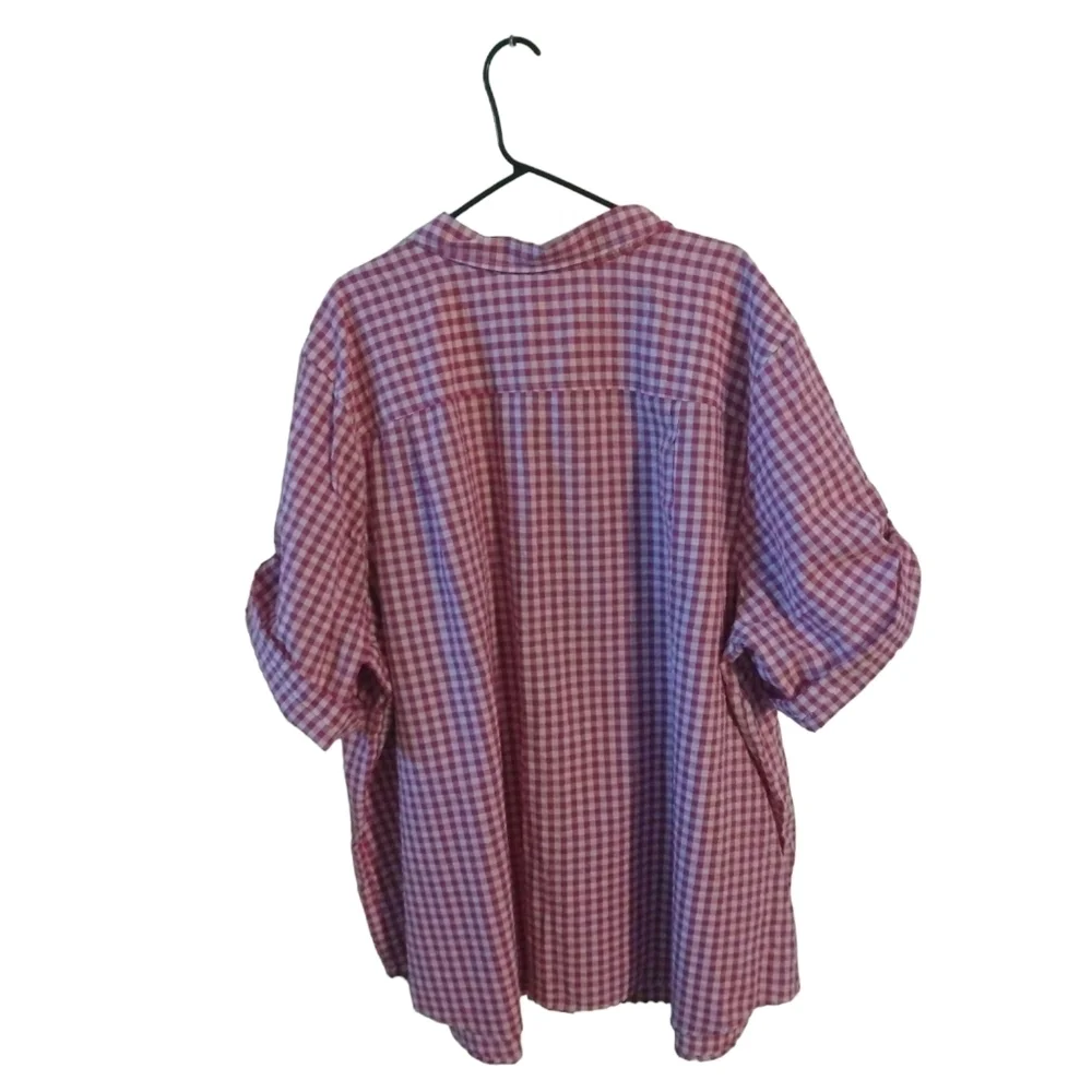 Gingham Red White Button Up Woman Within Button Up Elbow Slvs. Country Casual 4X - Picture 8 of 8